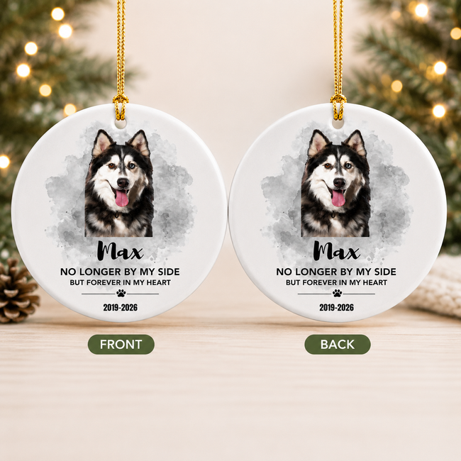 Personalized Pet Memorial Ornament, Custom Pet Photo Christmas Ornament, Pet Loss Gift Main Image