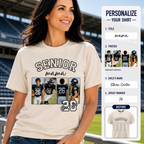 Personalized Game Day Shirt with Photos, Senior Mama Sports Mom Shirt, Custom Football Mom Shirt with Player Name & Jersey Number