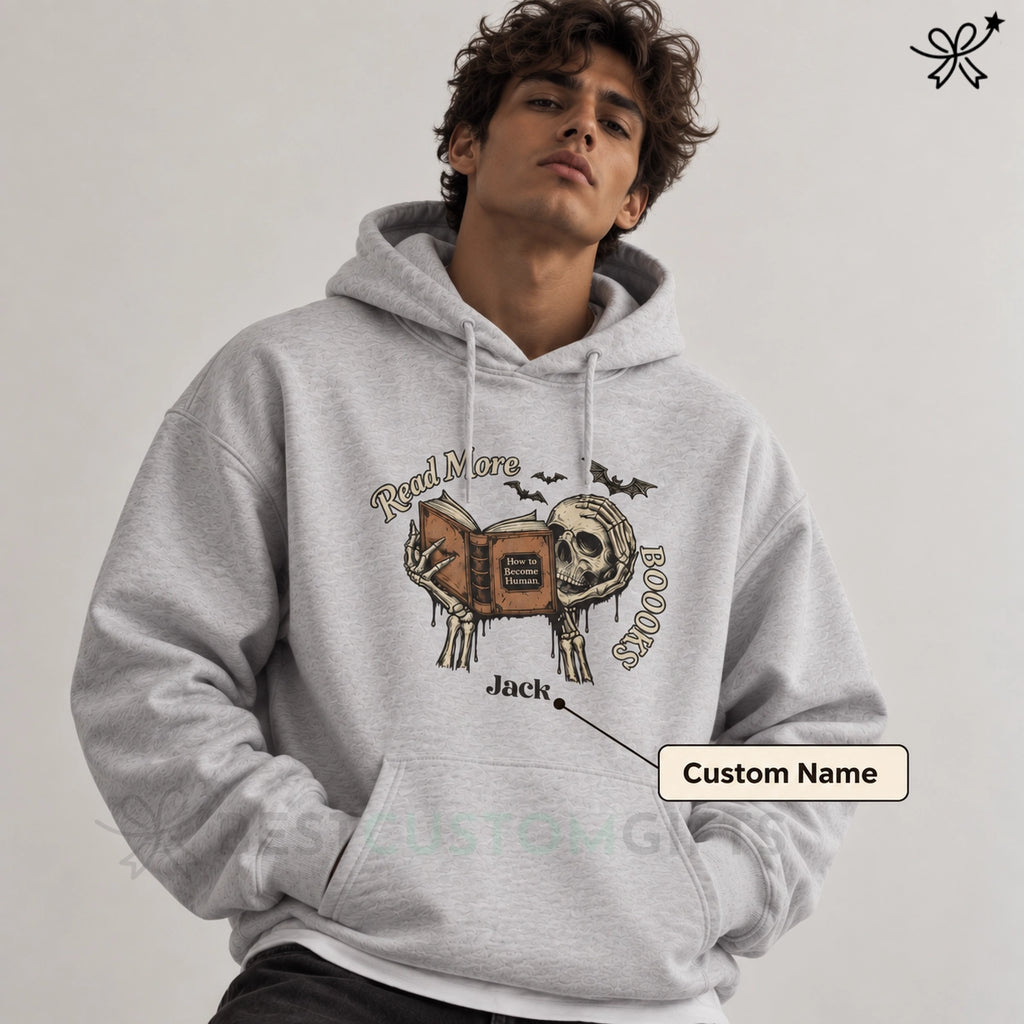 Book Lover Gifts, Presents for Readers, Gifts for Readers- Custom Name Read More Books Unisex Hoodie