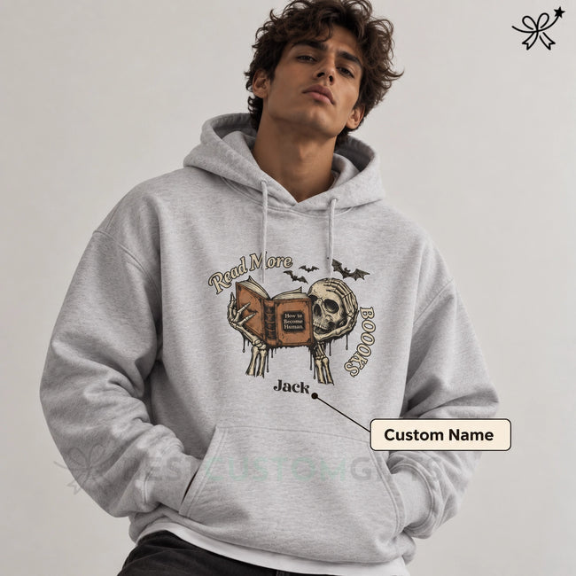 Book Lover Gifts, Presents for Readers, Gifts for Readers- Custom Name Read More Books Unisex Hoodie Hover Image