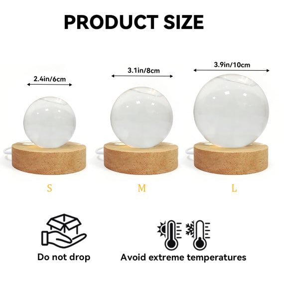 Personalized Crystal Globe Three Color Lamp – Custom Moon Crystal Ball Light with Names, Date & Quote, Romantic Anniversary Gift, Personalized LED Crystal Keepsake