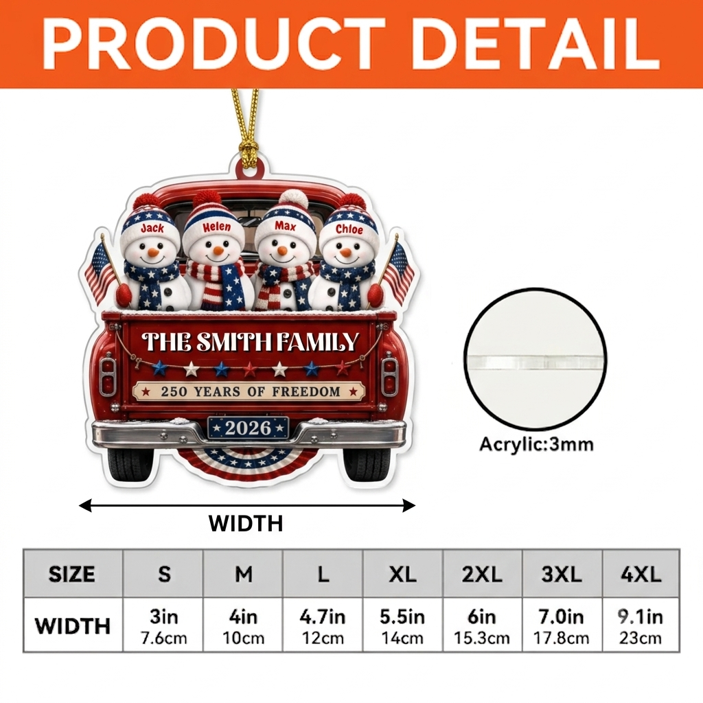 America 250th Anniversary Custom Acrylic Ornament