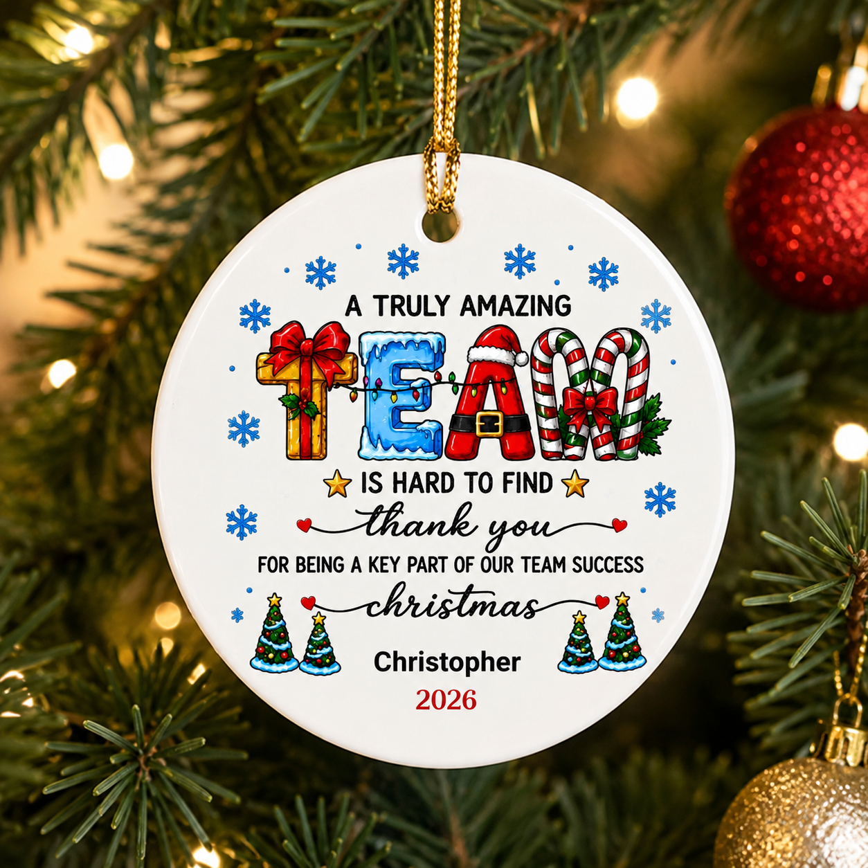Personalized Team Christmas Ornament for Coworkers