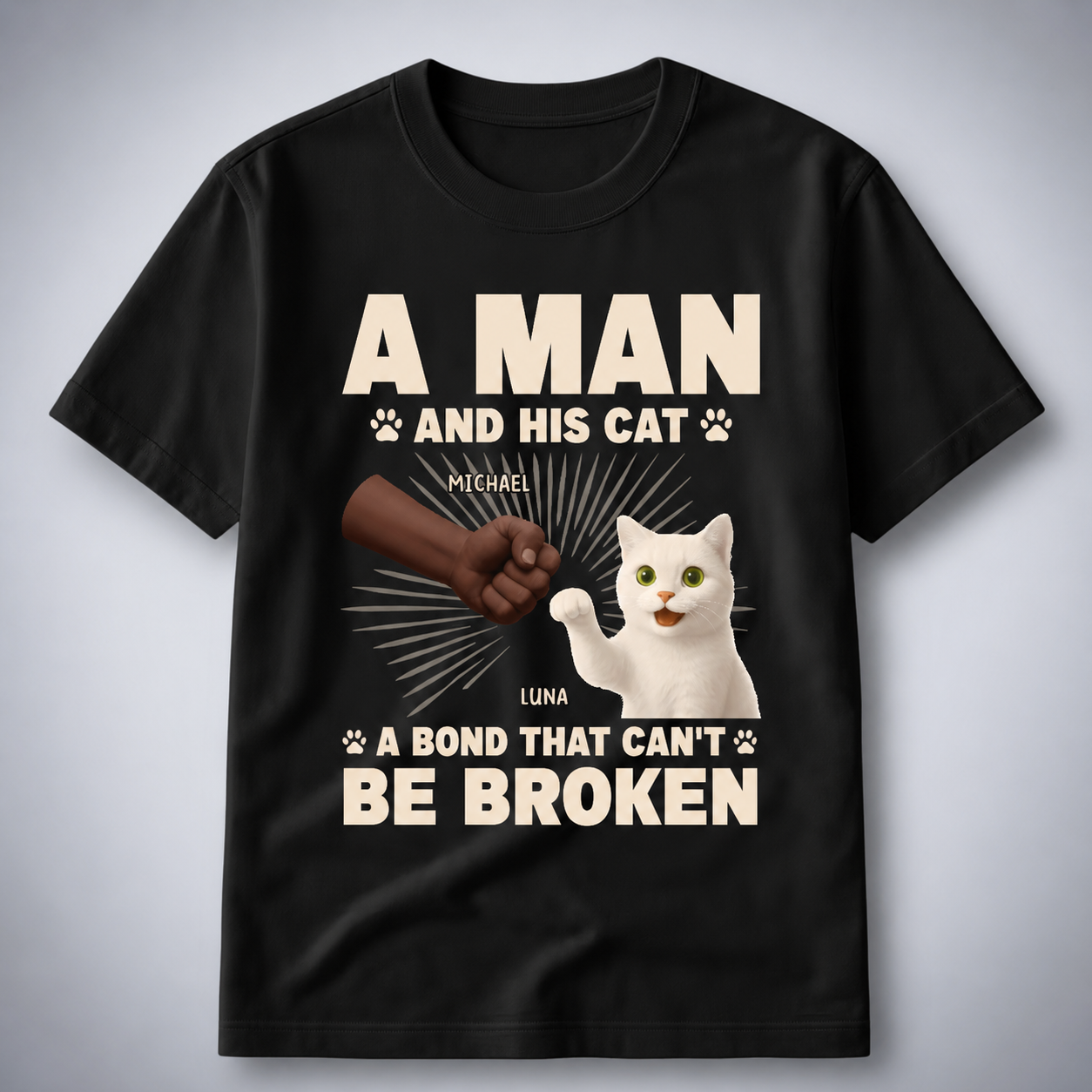 A Man And His Cat Personalized Breed & Name Unisex T-Shirt