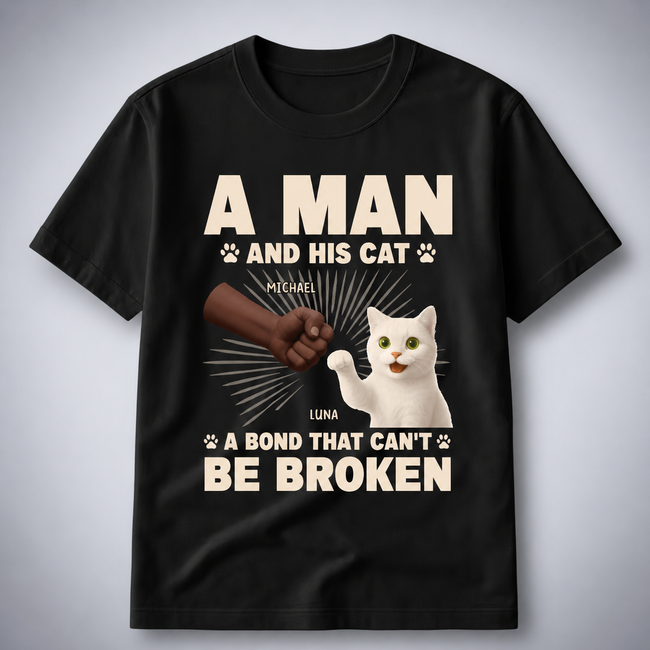 A Man And His Cat Personalized Breed & Name Unisex T-Shirt Main Image
