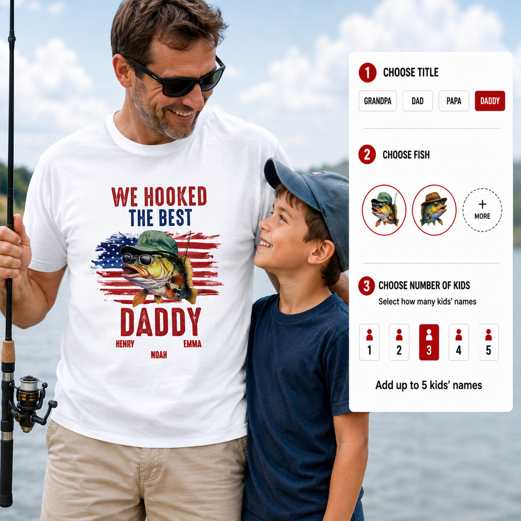 We Hooked The Best Dad Grandpa Papa Personalized Fishing Shirt