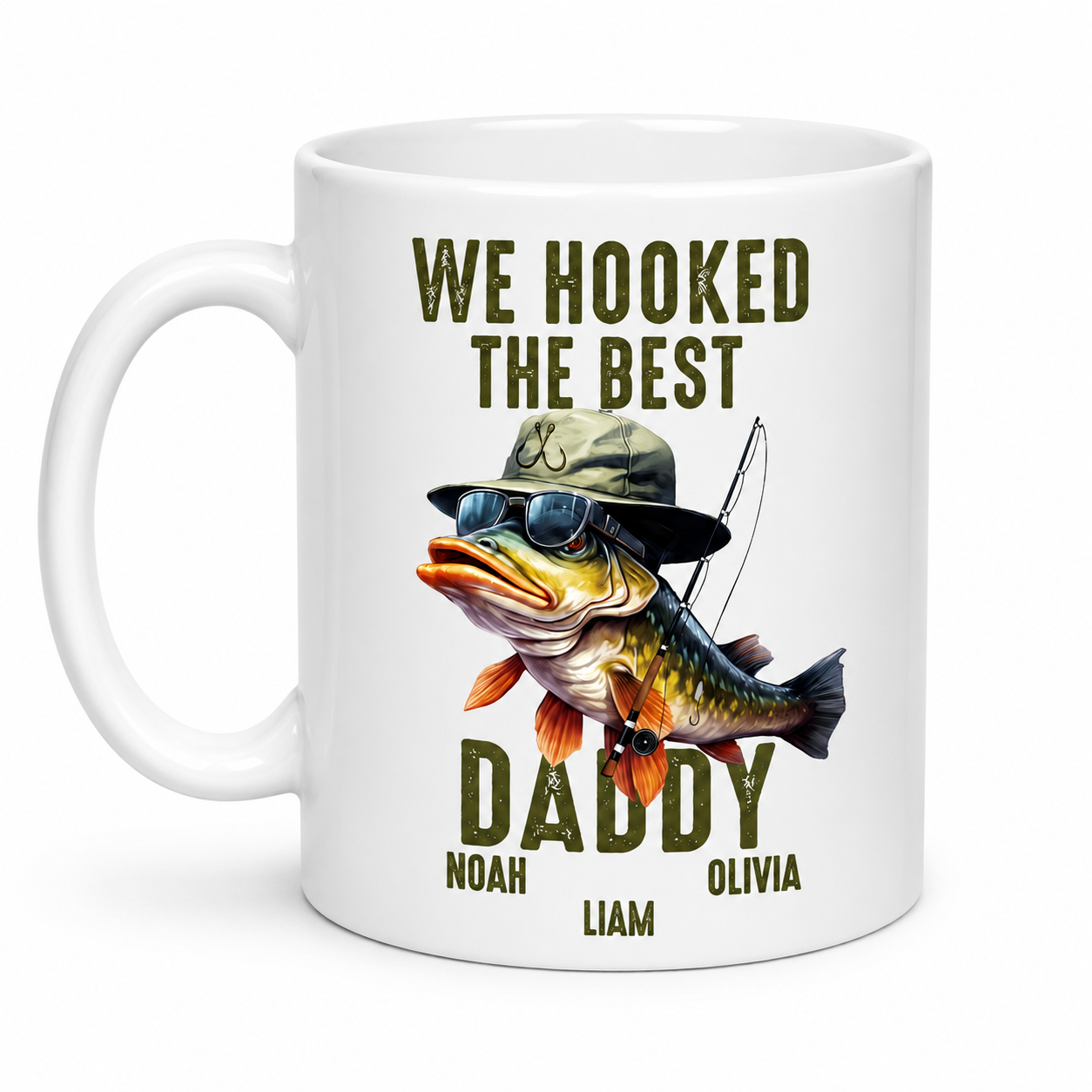 We Hooked The Best Dad Personalized Fishing Mug for Dad with Kids' Names
